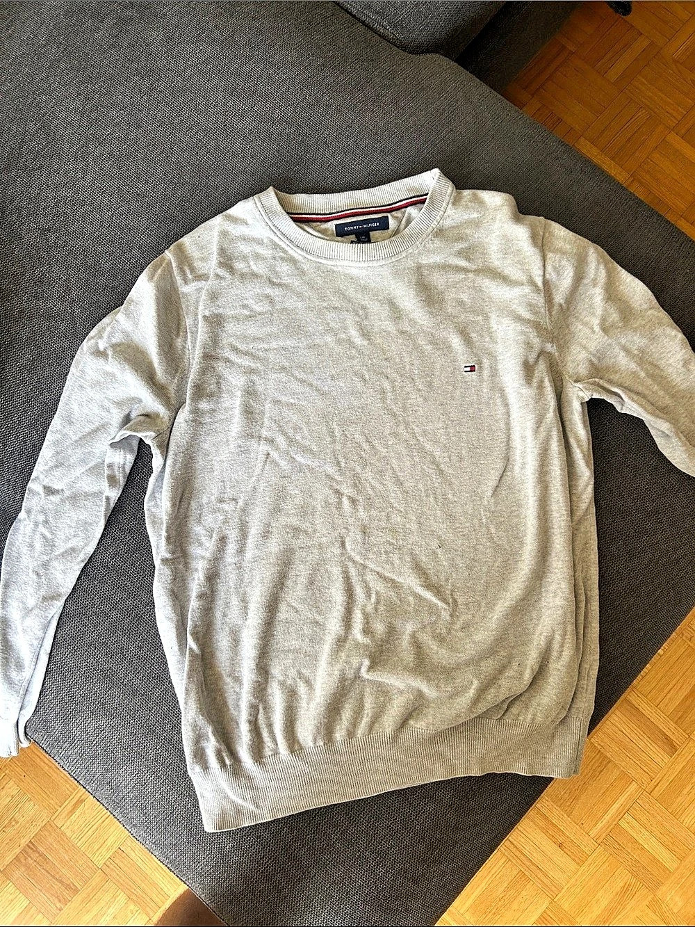 Tommy Hilfiger Essential Cotton Crewneck Sweater Gray Size Large